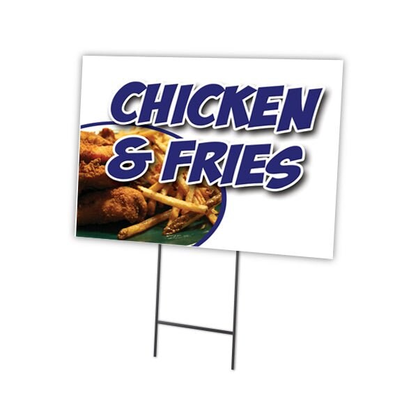 Chicken & French Fries Yard & Stake outdoor plastic coroplast window, C-1216 Chicken & French Fries